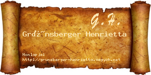 Grünsberger Henrietta névjegykártya
